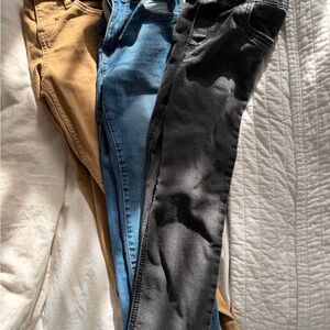 Trio of Jeans in Black, Blue, and Tan